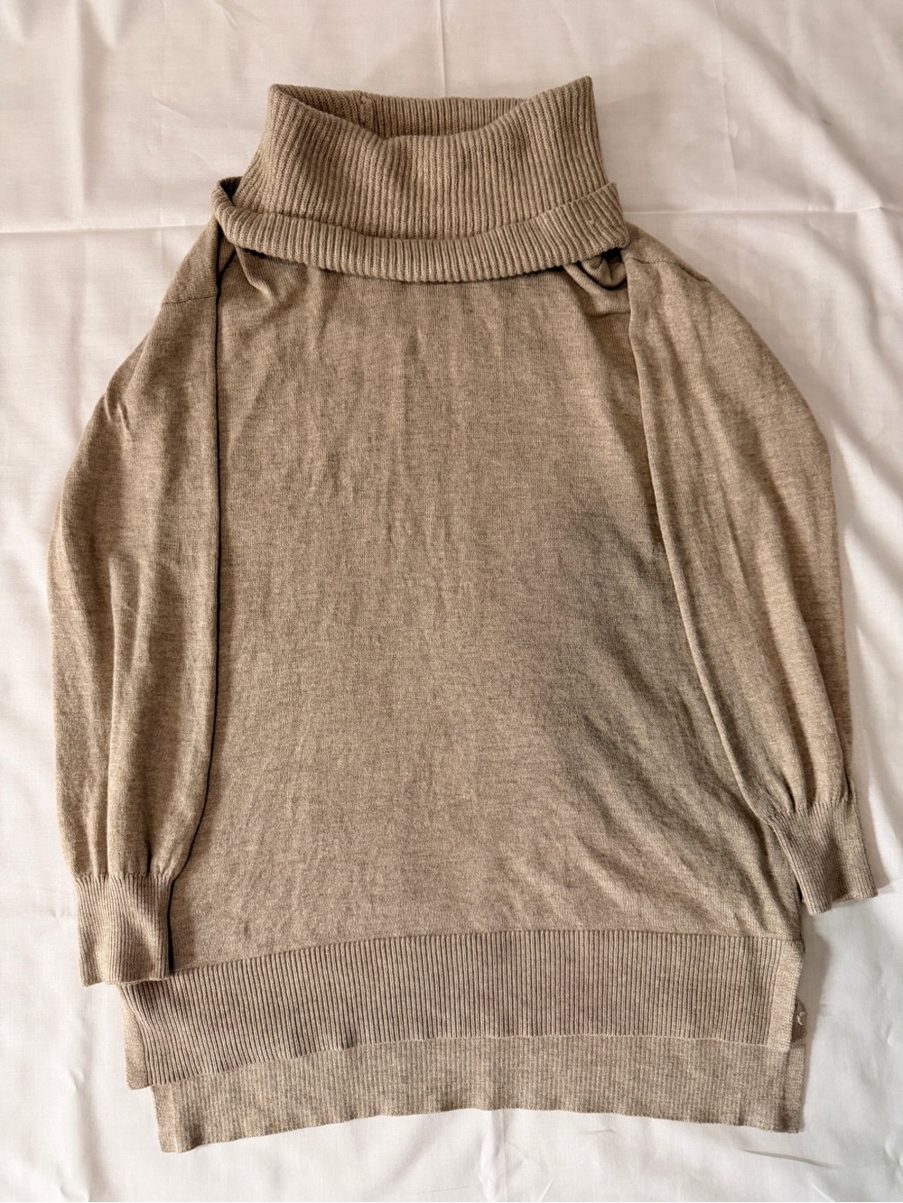 Turtleneck Sweater Dress in Beige — Women’s Cozy Roll-Neck Sweater